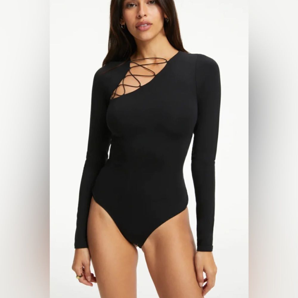 Good American Good Touch Shoulder Lace Bodysuit